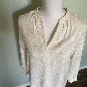 LOFT cream color blouse with floral detail. Size Medium Petite.
